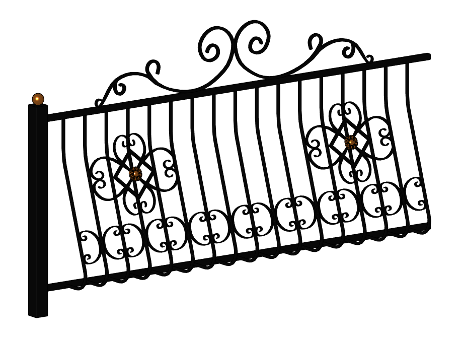 Decorative fence, single section. Revit family 