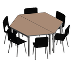 17 Desk w Chairs - Classroom Hexagon  