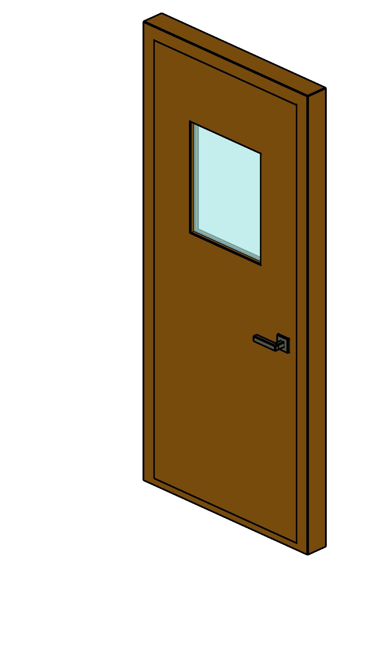 Door 1 glass + structural frame not trim Revit family