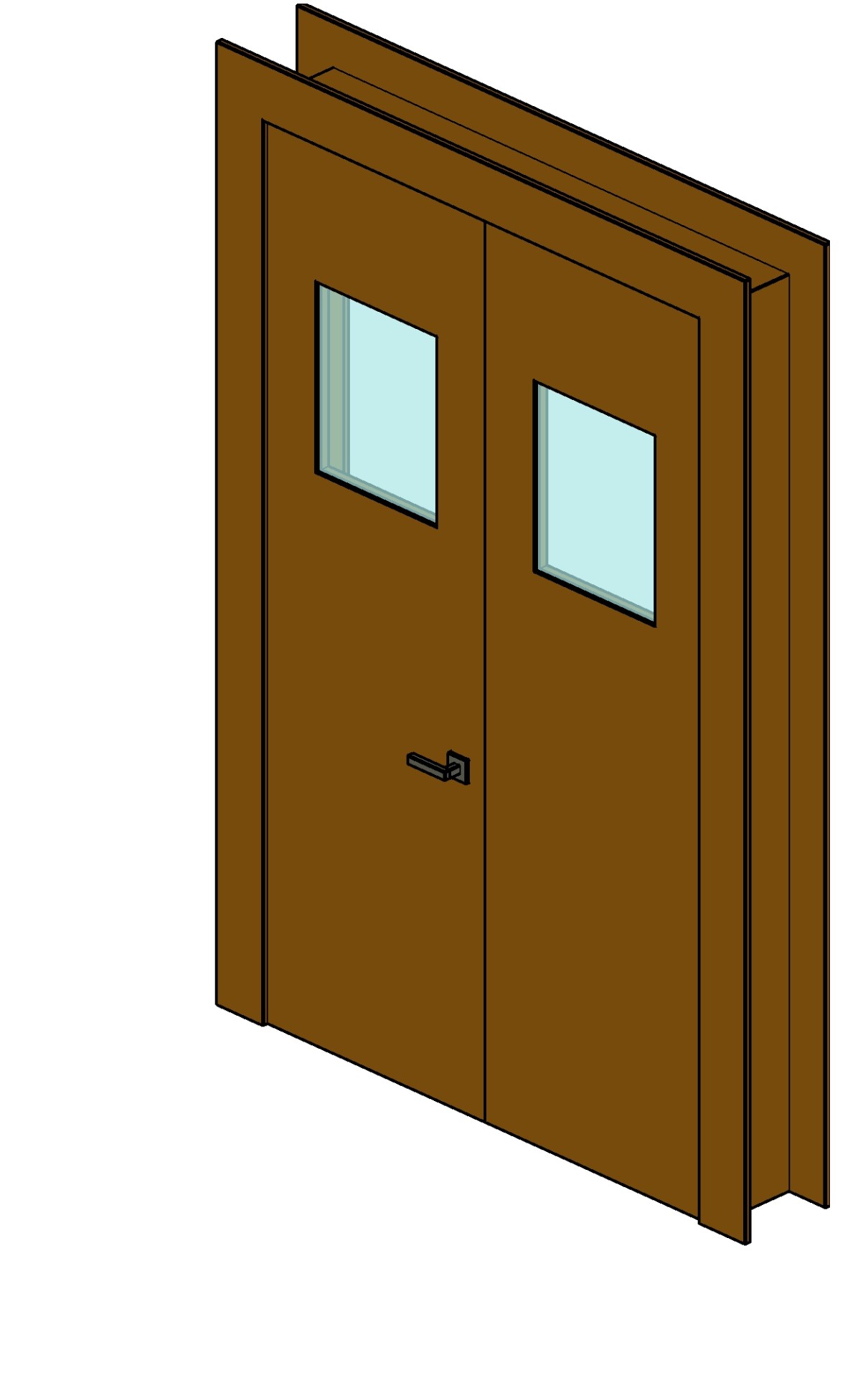 Door 2 leaves and glass + frame Revit family