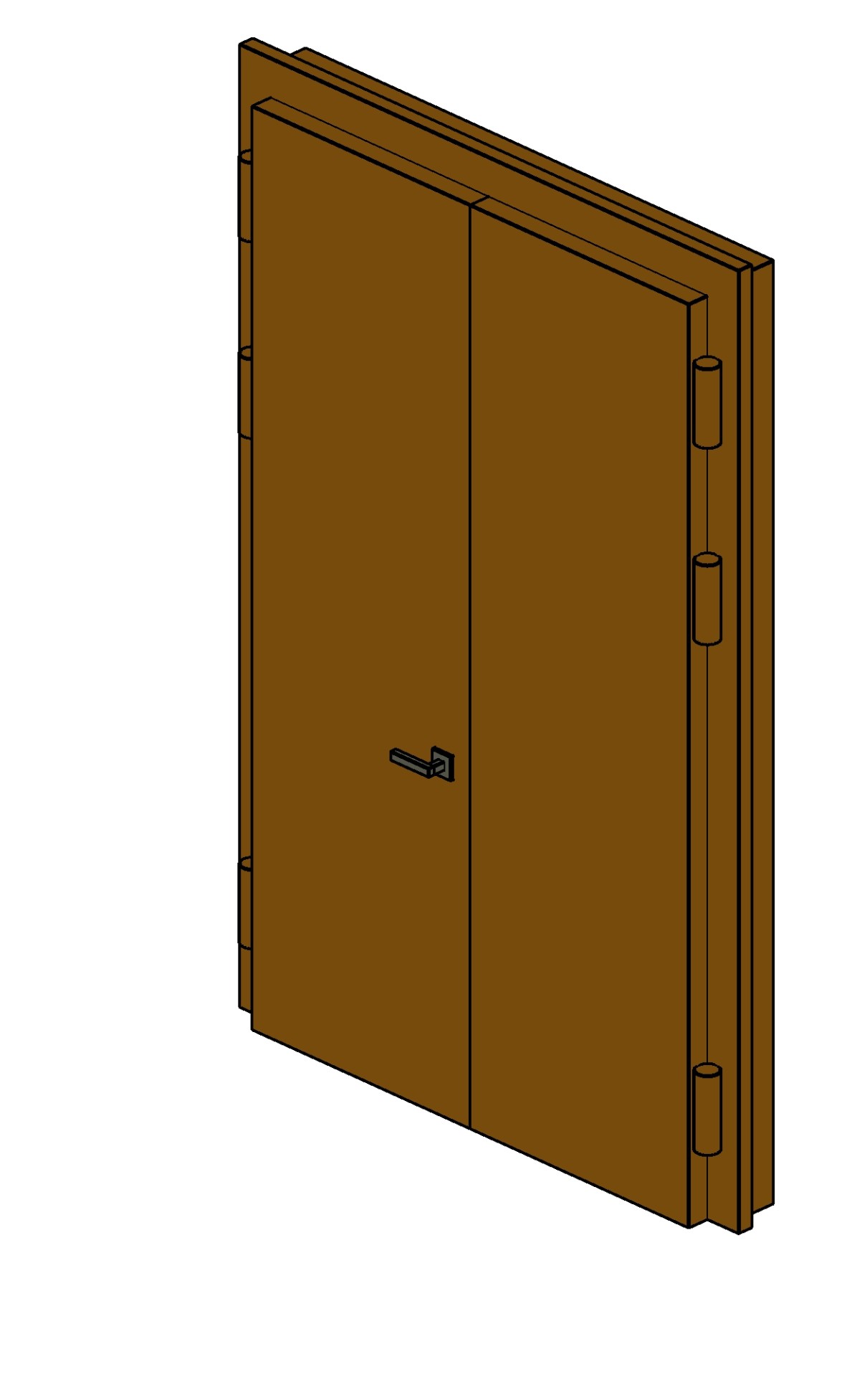 Door 2 leaves outside + frame + outside frame Revit family