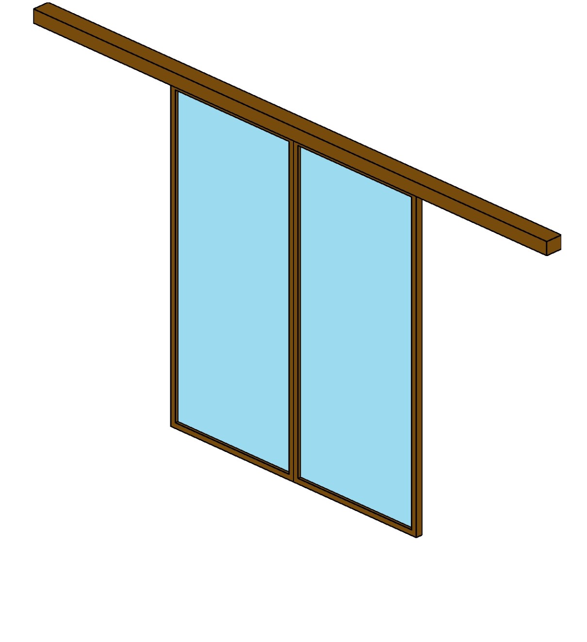 Door 2 sliding + glass Revit family
