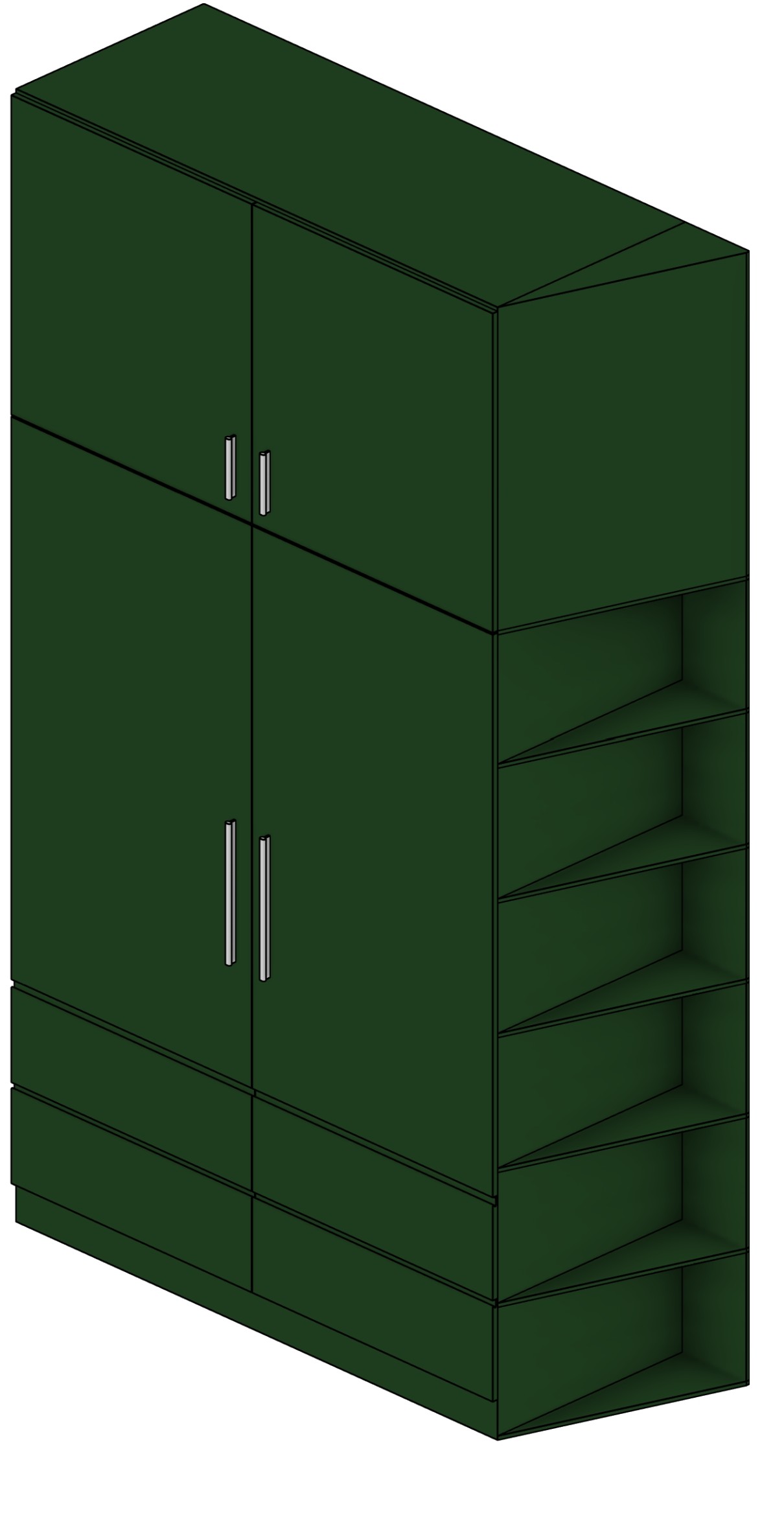 Wardrobe Hinged Doors 2 Sections Revit family