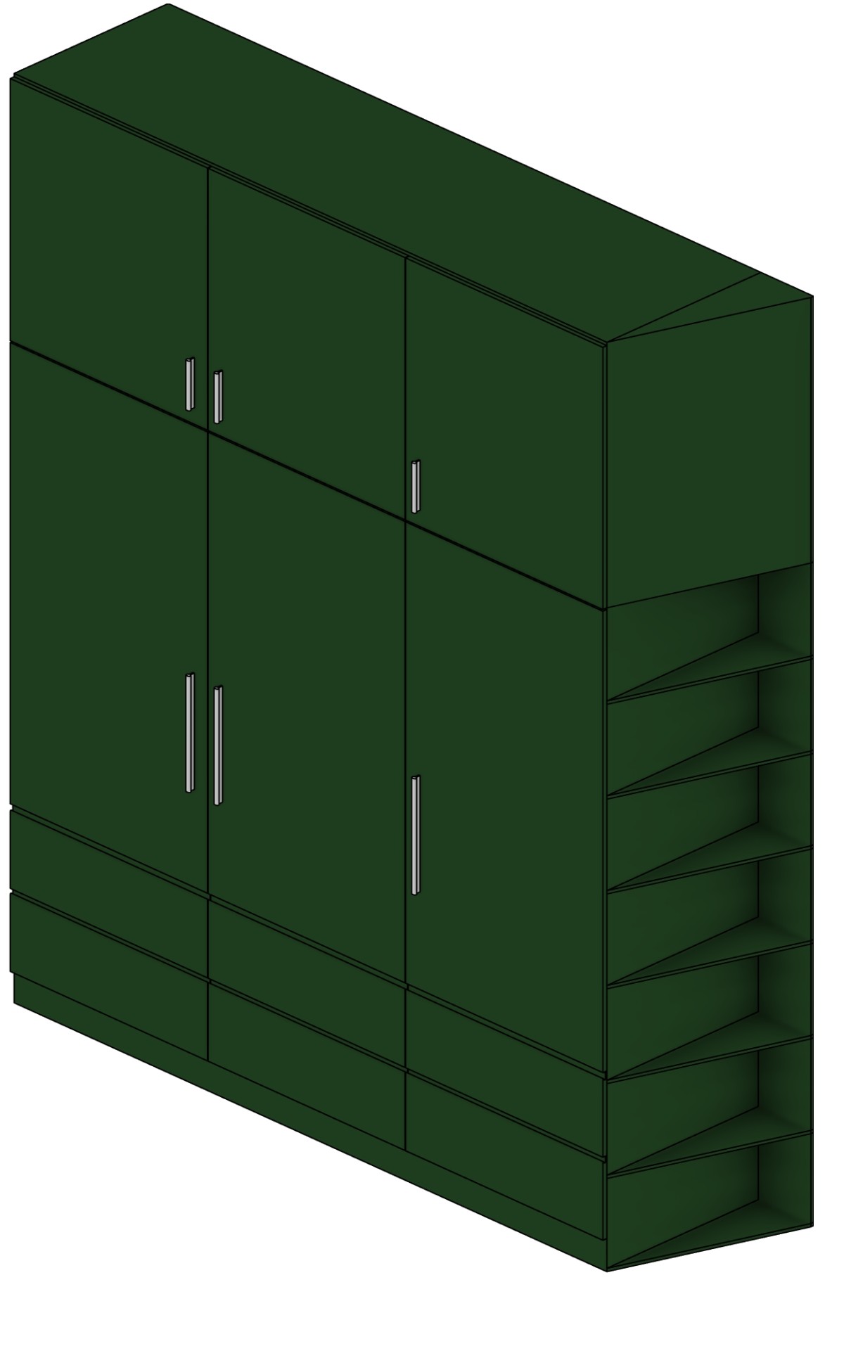 Wardrobe Hinged Doors 3 Sections Revit family
