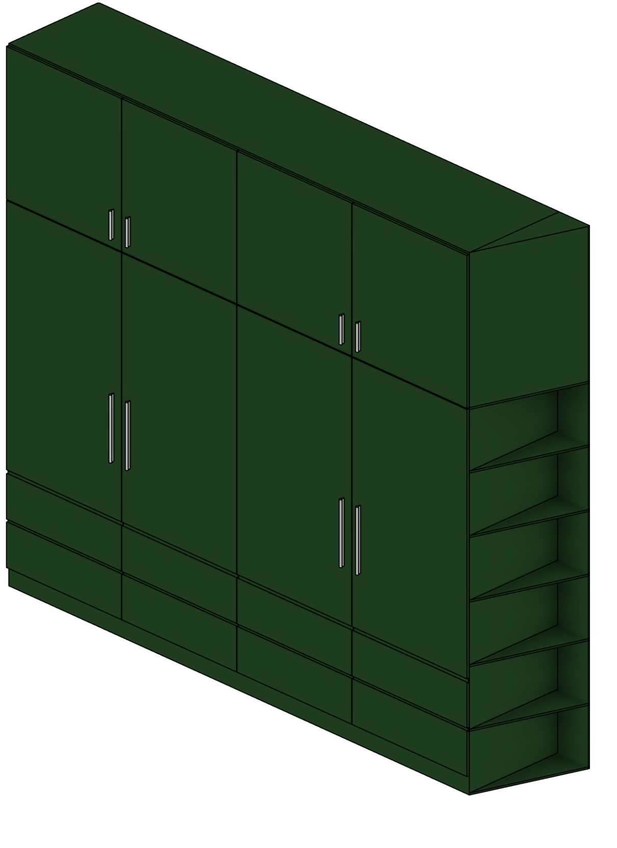 Wardrobe Hinged Doors 4 Sections Revit family