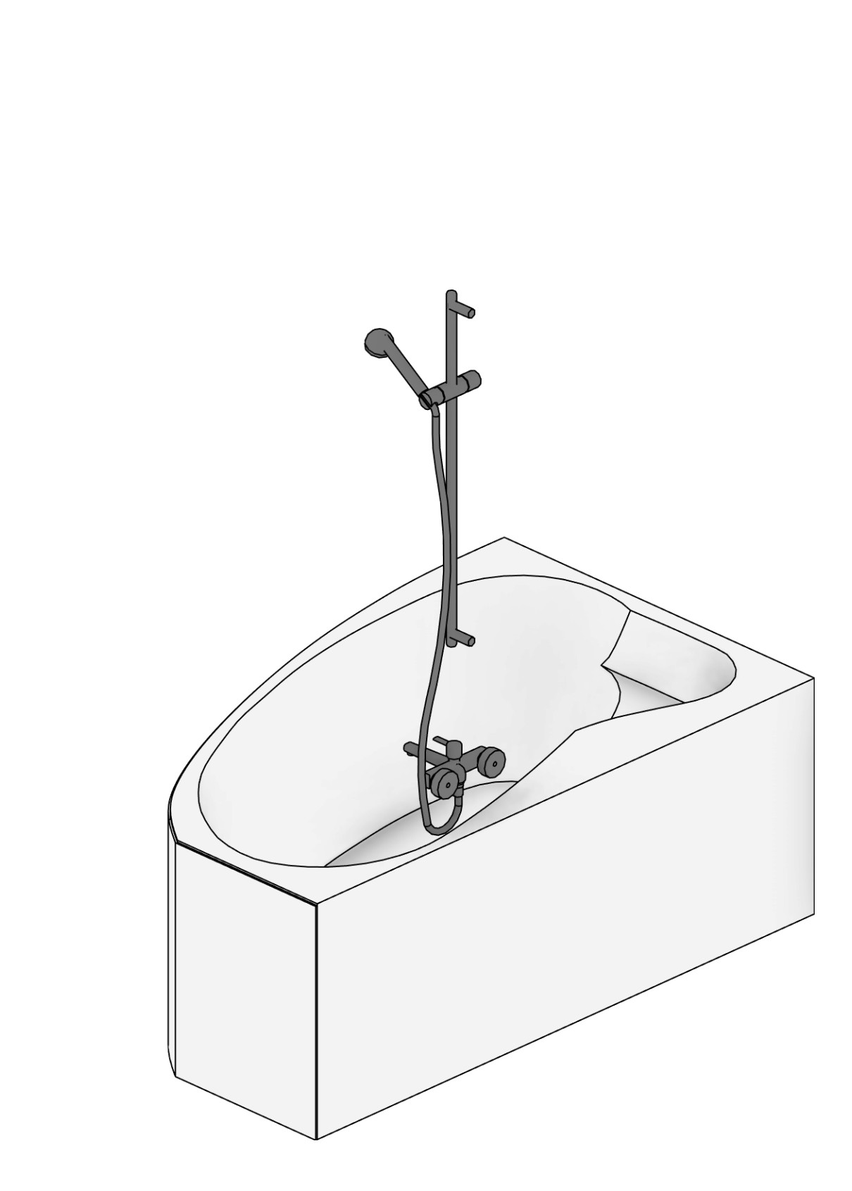 Bathtub Corner 1000x1600 mm Revit family