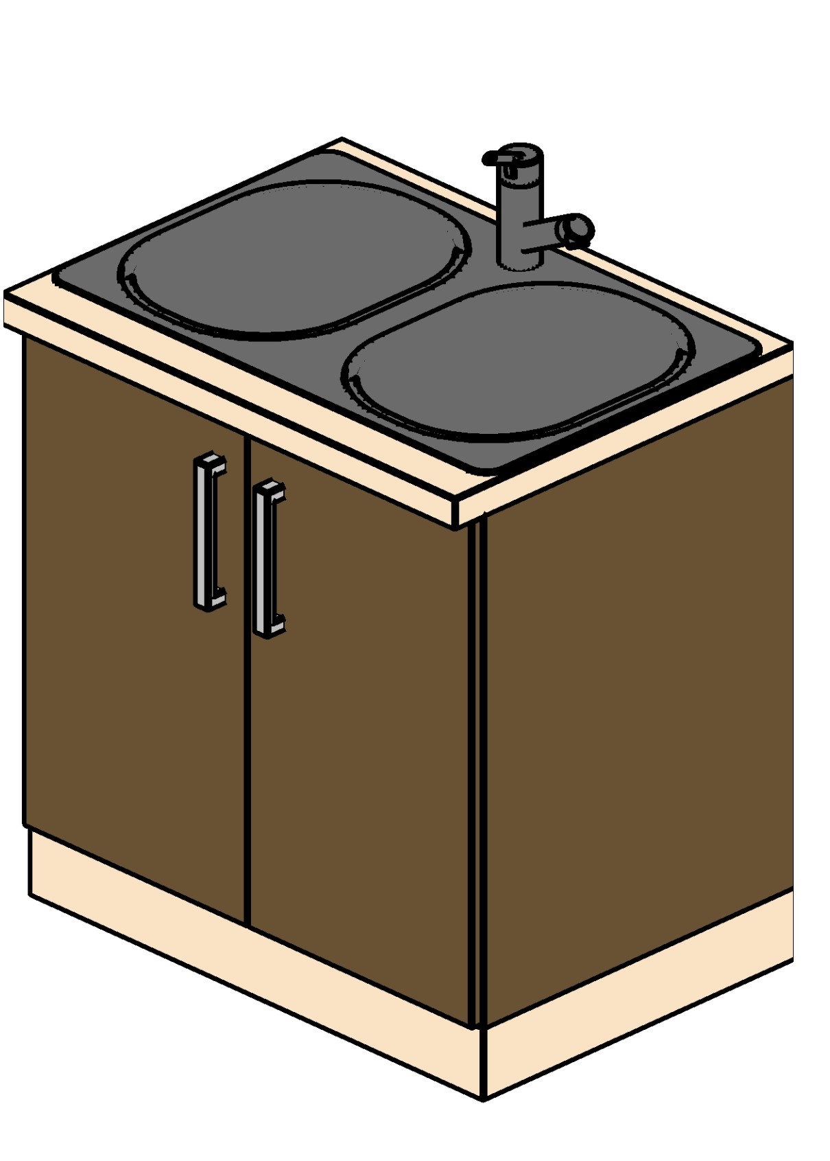 Kitchen sink double Revit family