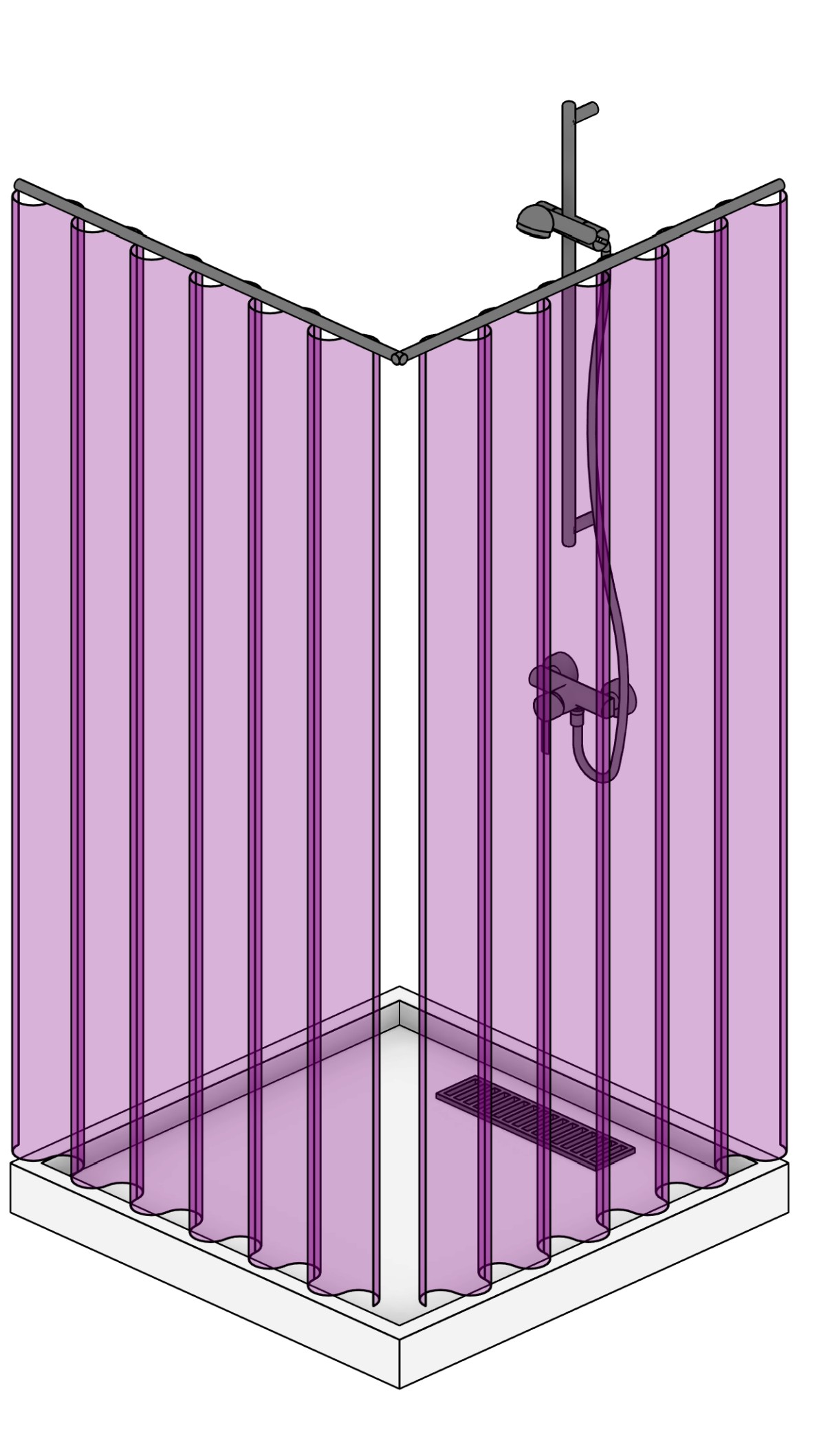 Shower with Curtains Revit family