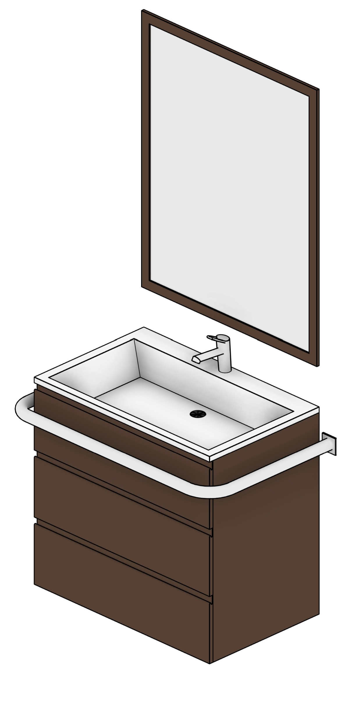 Washbasin Rectangular for Accessibility Revit family