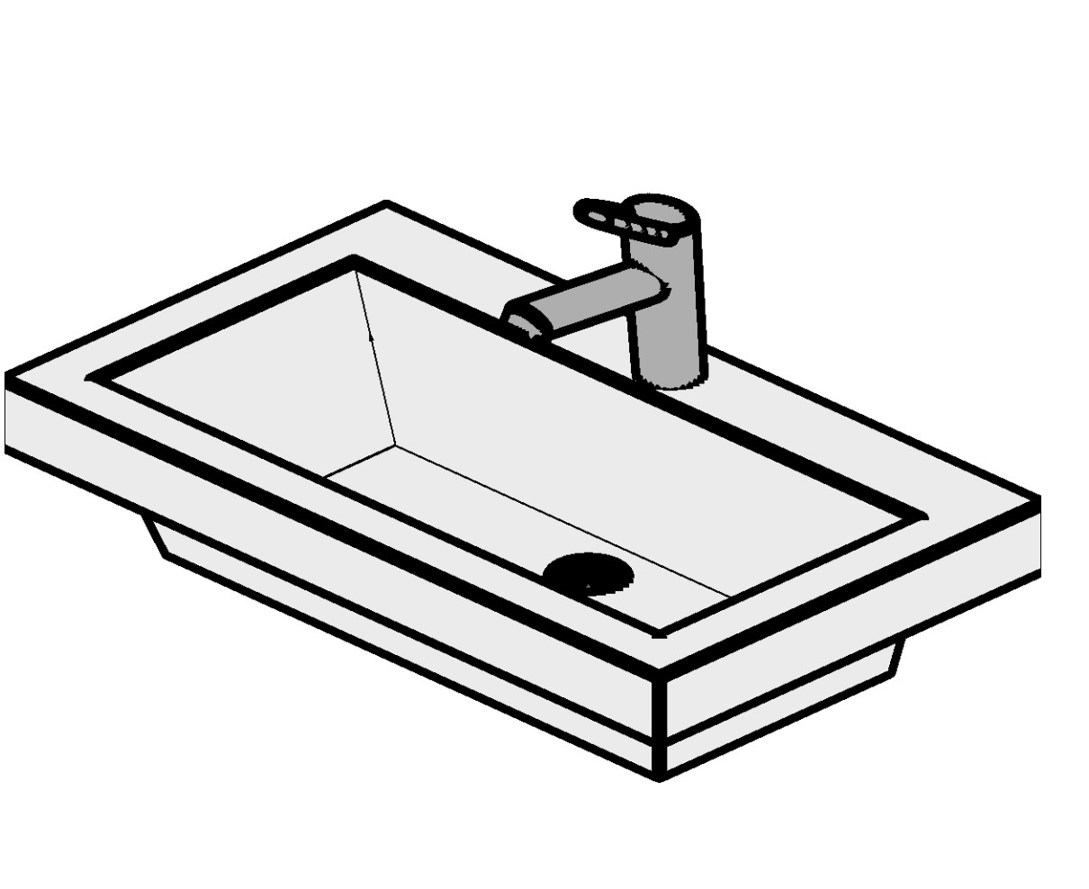 Washbasin rectangular Revit family