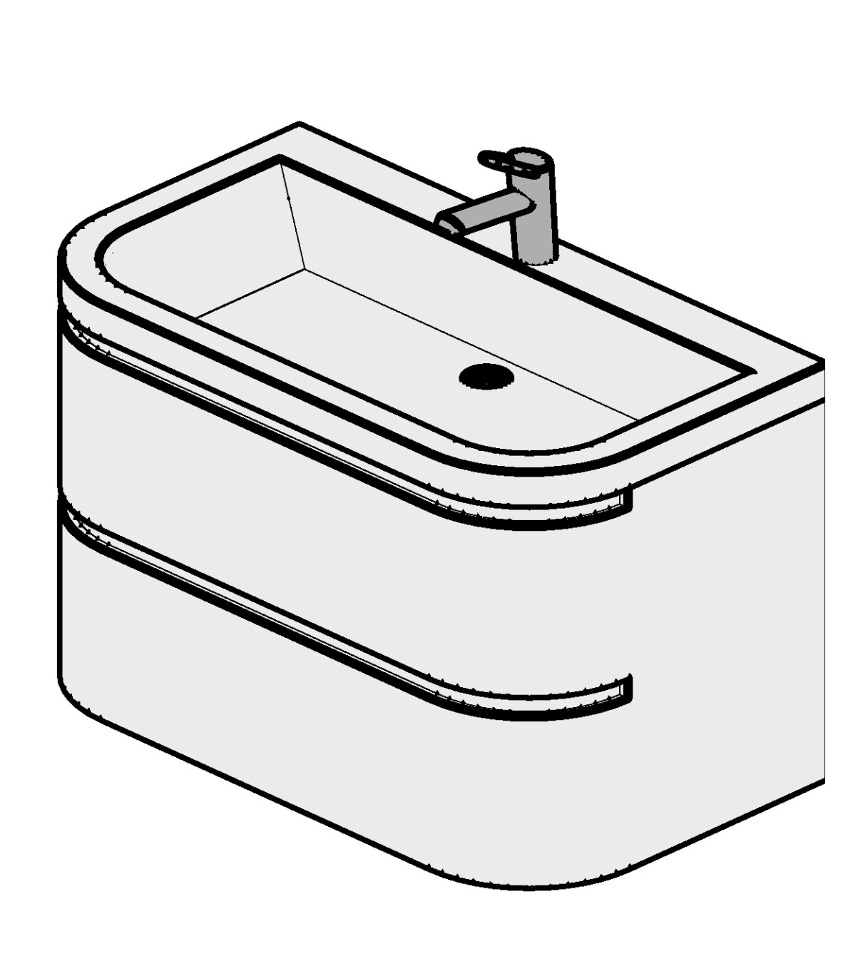 Washbasin rounded + cabinet Revit family