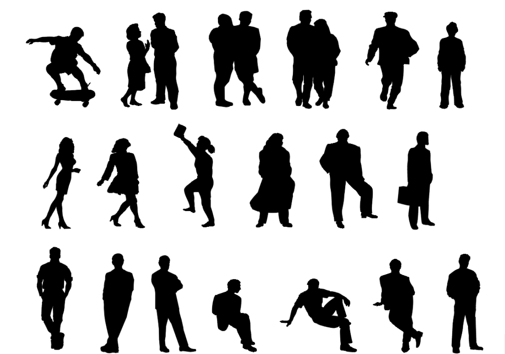 autocad Silhouettes of people 