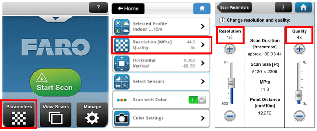 Laser Scanner Settings