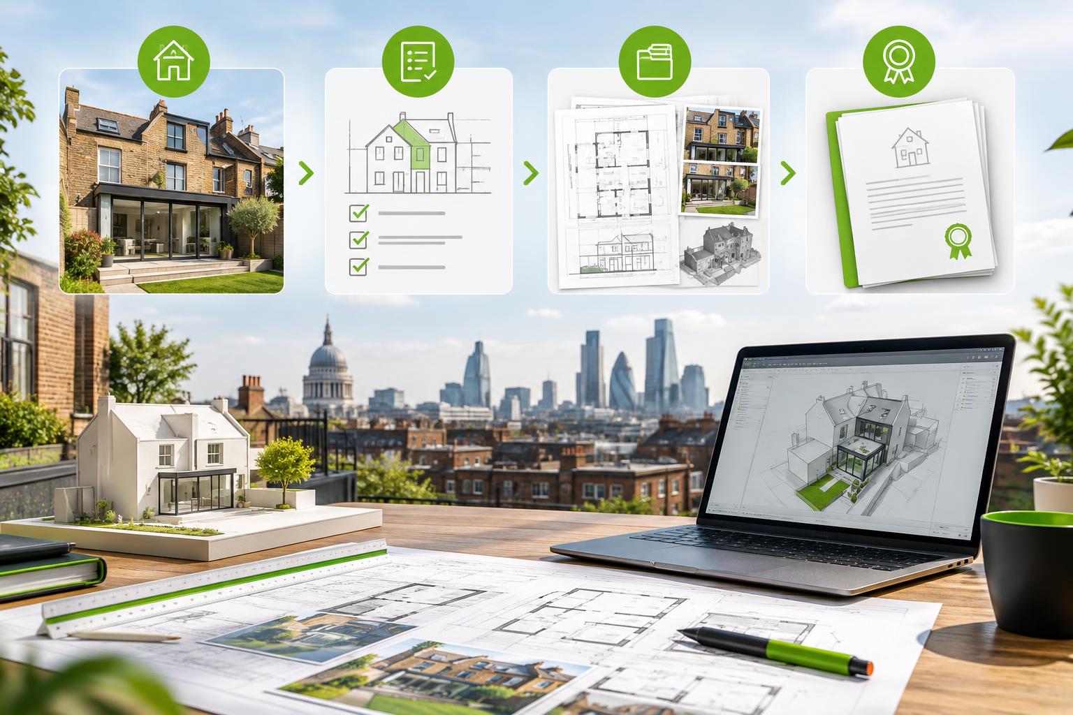 Workflow from property survey and permitted development checks to Lawful Development Certificate application