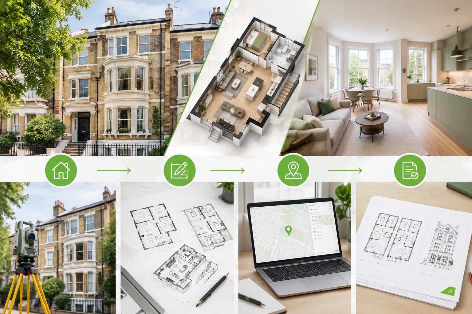 Flat and maisonette planning workflow showing property drawings and design stages