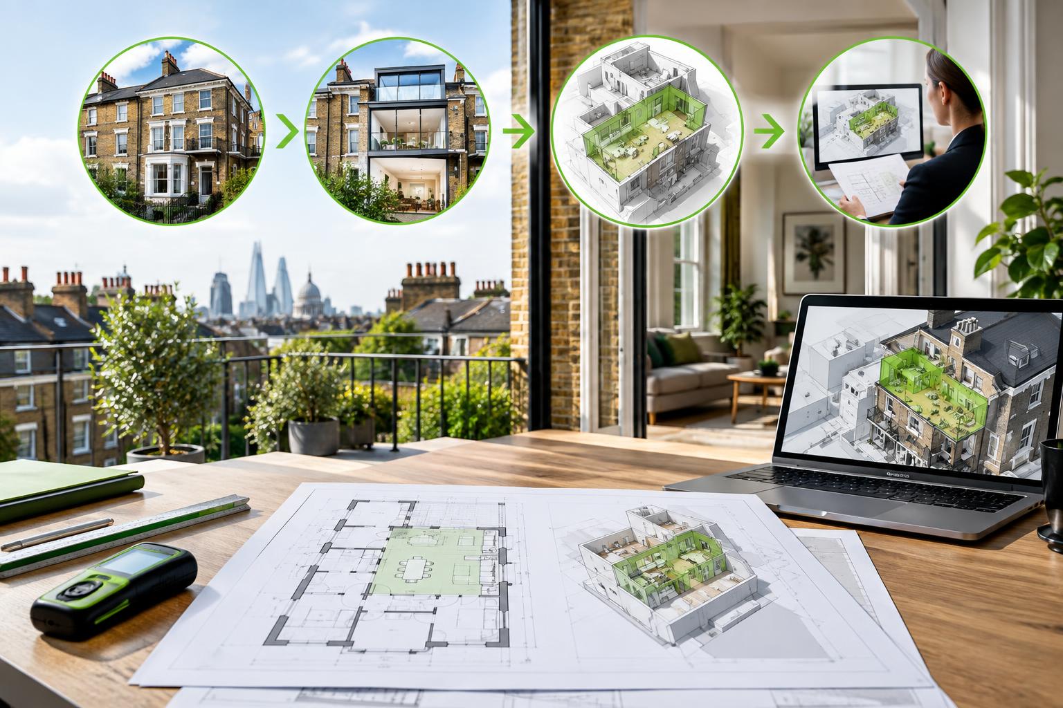 London flat planning and measured survey design process