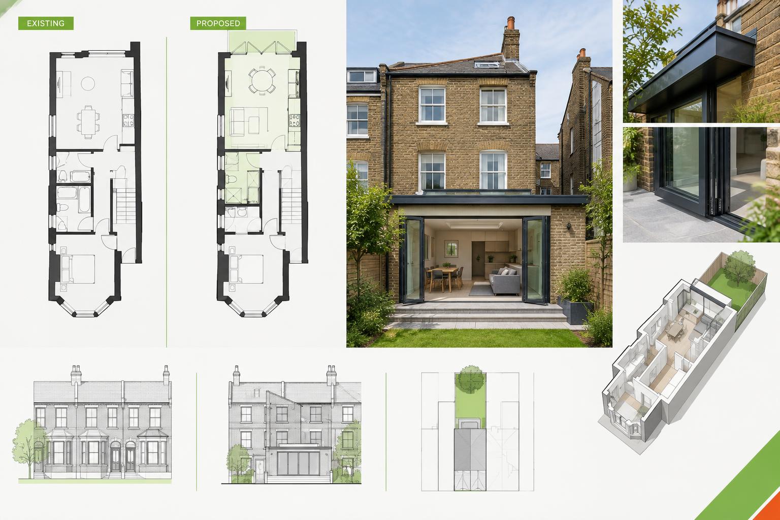 Architectural drawings for alterations to a London flat or maisonette